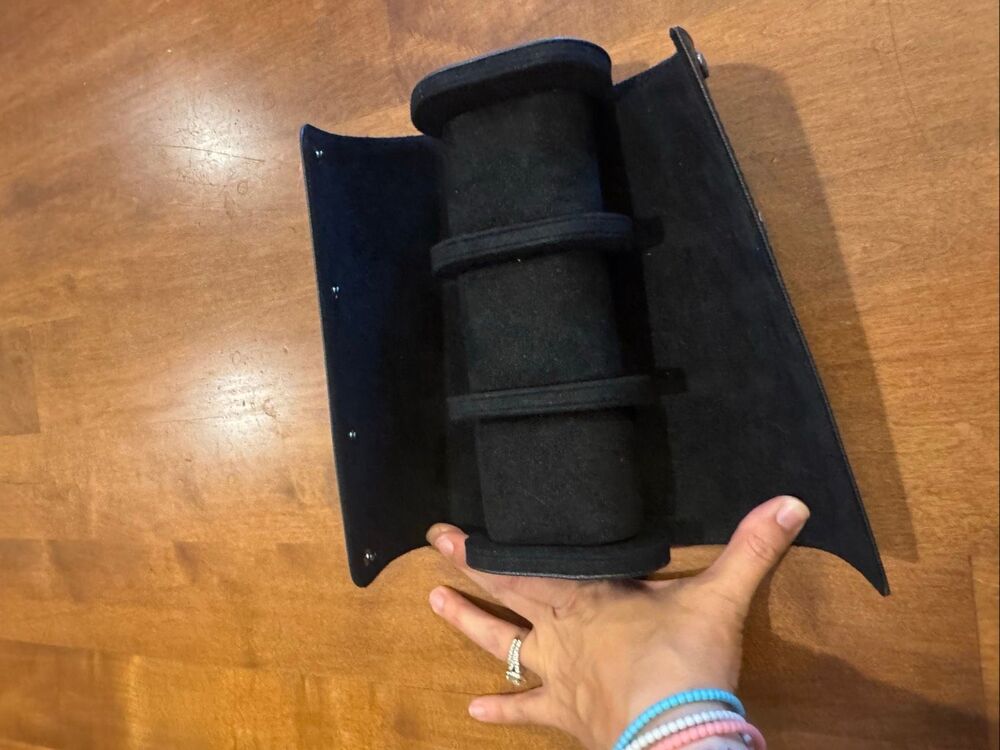 Black 3 Watch Travel Roll Case Storage Organizer Snap Closure Unbranded